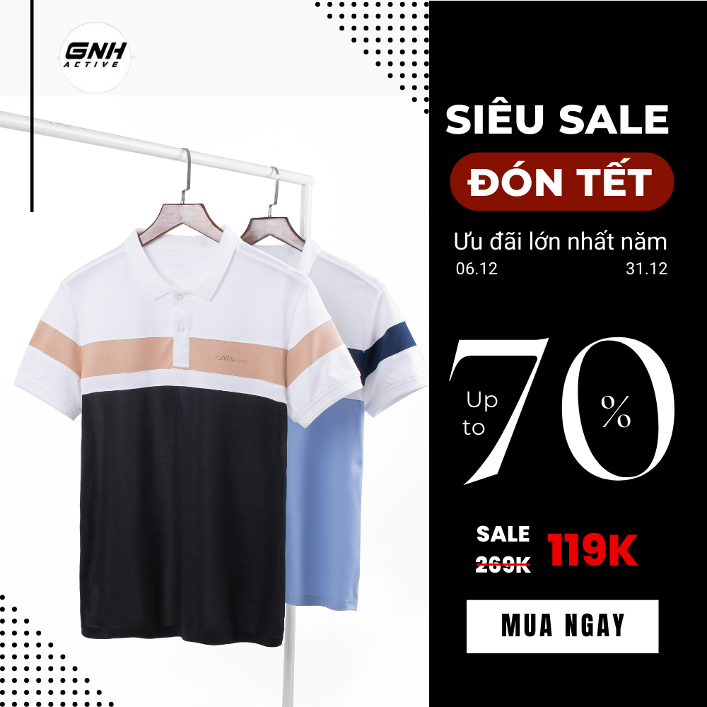 Áo Polo Nam GNH Active Áo Polo Phối Màu Basic Chất Vải Coolmax Kiểu Dáng Thanh Lịch APL23-022