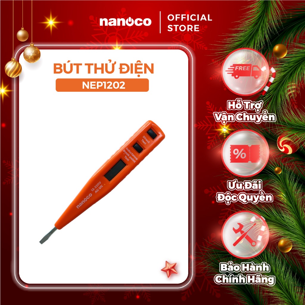 Bút thử điện Nanoco model NEP1202 (có màn hình hiển thị LCD, đèn LED trợ sáng)