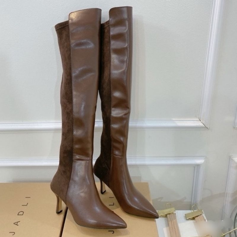 X Boot Đùi Mj Gót Nhọn 7p Vá Da Mềm Êm Fullbox Cao Cấp