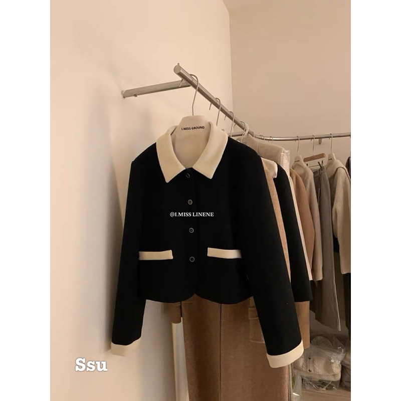 Áo Khoác Dạ Cổ Bẻ Bản Mới Nhất Brand I MISS GROUND QC Cao Cấp  - OSAA DAILY