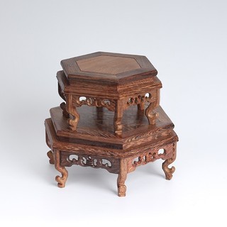 Đế gỗ, đôn gỗ Lục Giác để chậu bonsai mini,tượng gốm, ấm trà