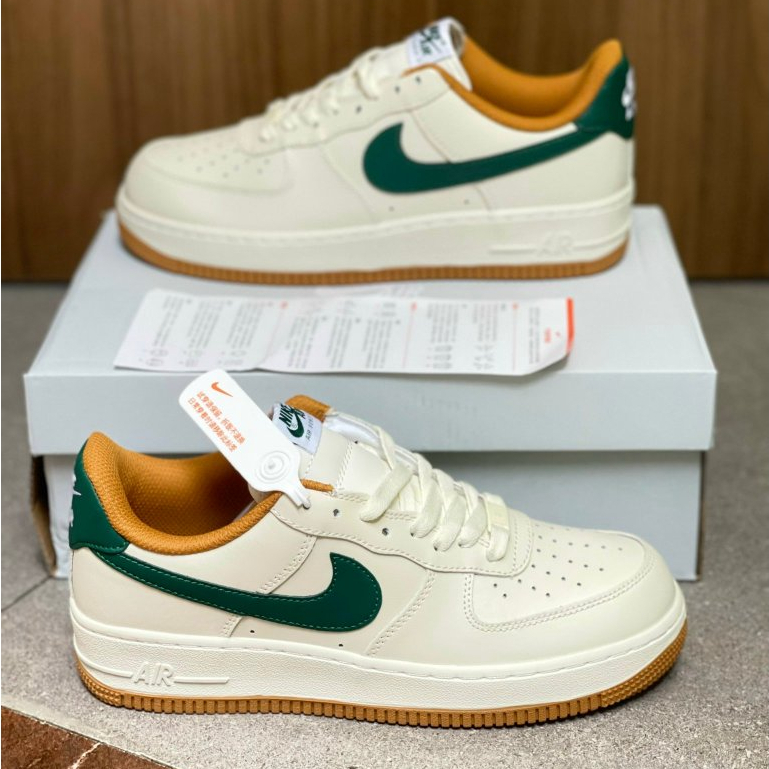 Giày _Nike air force 1 tích xanh, tich đen Supreme Nam Nữ, Giày AF1 trắng vệt xanh cổ vàng Supreme dây đỏ Thời Trang