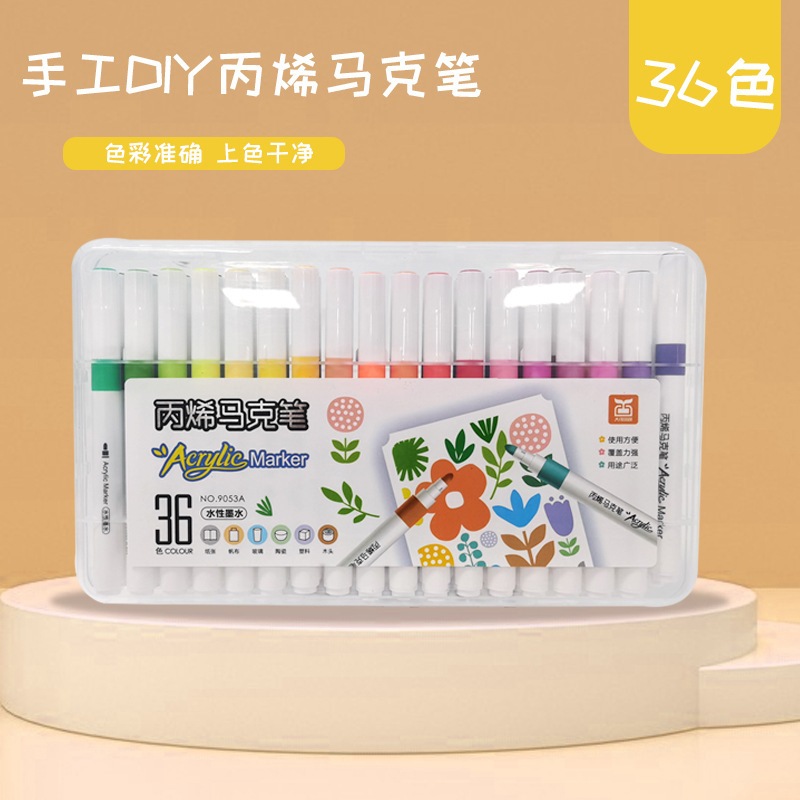 Bút Màu Acrylic Marker 12/24/36/48/60 Cao Cấp Màu Sắc Tươi Sáng - Bút Lông Màu vẽ trên nhiều chất liệu vải , thủy tinh,.