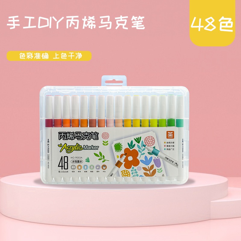 Bút Màu Acrylic Marker 12/24/36/48/60 Cao Cấp Màu Sắc Tươi Sáng - Bút Lông Màu vẽ trên nhiều chất liệu vải , thủy tinh,.