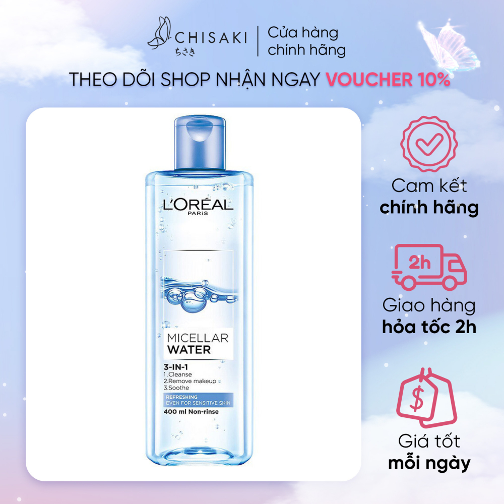 Nước Tẩy Trang L'Oreal Tươi Mát Cho Da Dầu, Hỗn Hợp 400ml