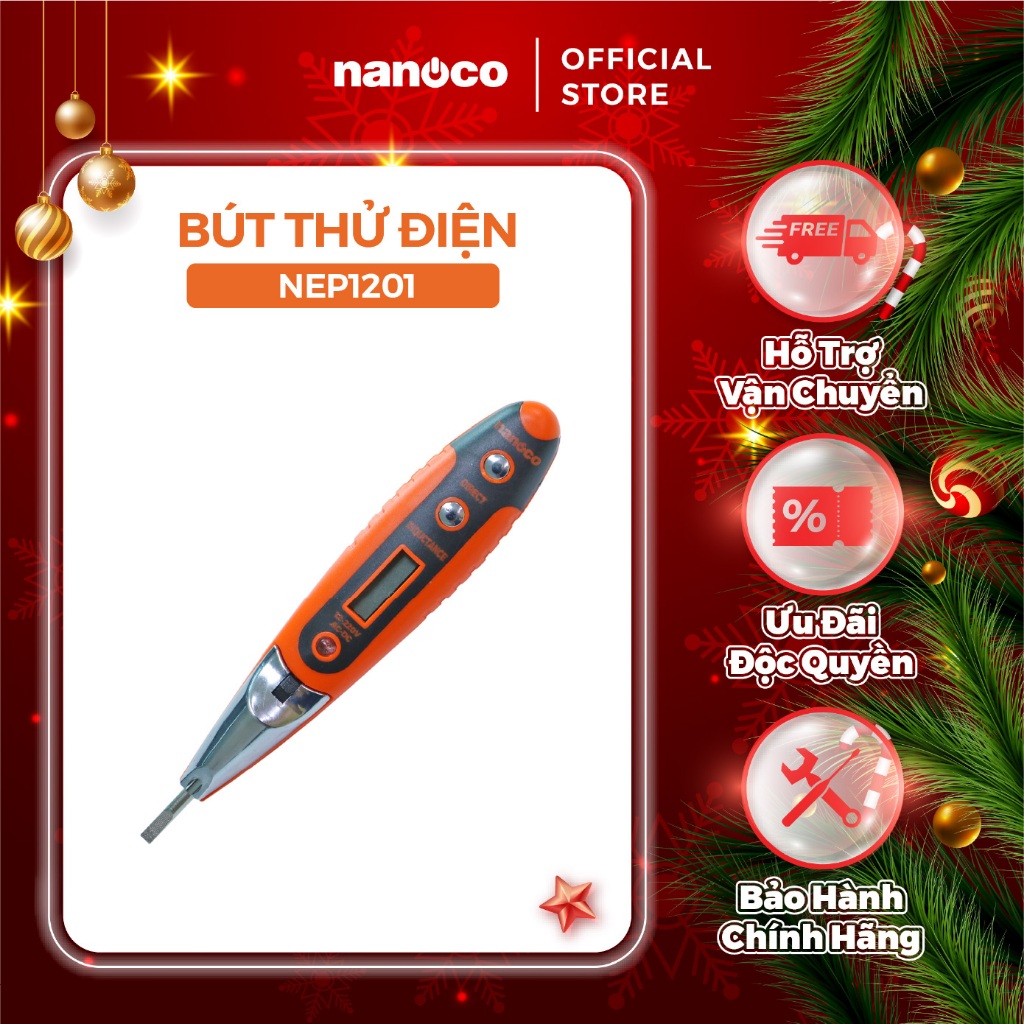 Bút thử điện Nanoco model NEP1201 (có màn hình hiển thị LCD, đèn LED trợ sáng)