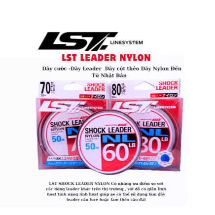 Dây cước - dây leader - dây buộc thẻo LST SHOCK LEADER NYLON đến từ Nhật Bản