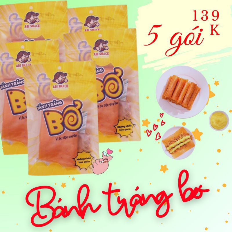 Set 5 bịch bánh tráng bơ abi