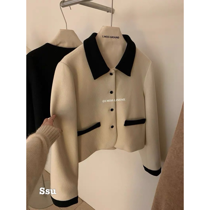 Áo Khoác Dạ Cổ Bẻ Bản Mới Nhất Brand I MISS GROUND QC Cao Cấp  - OSAA DAILY