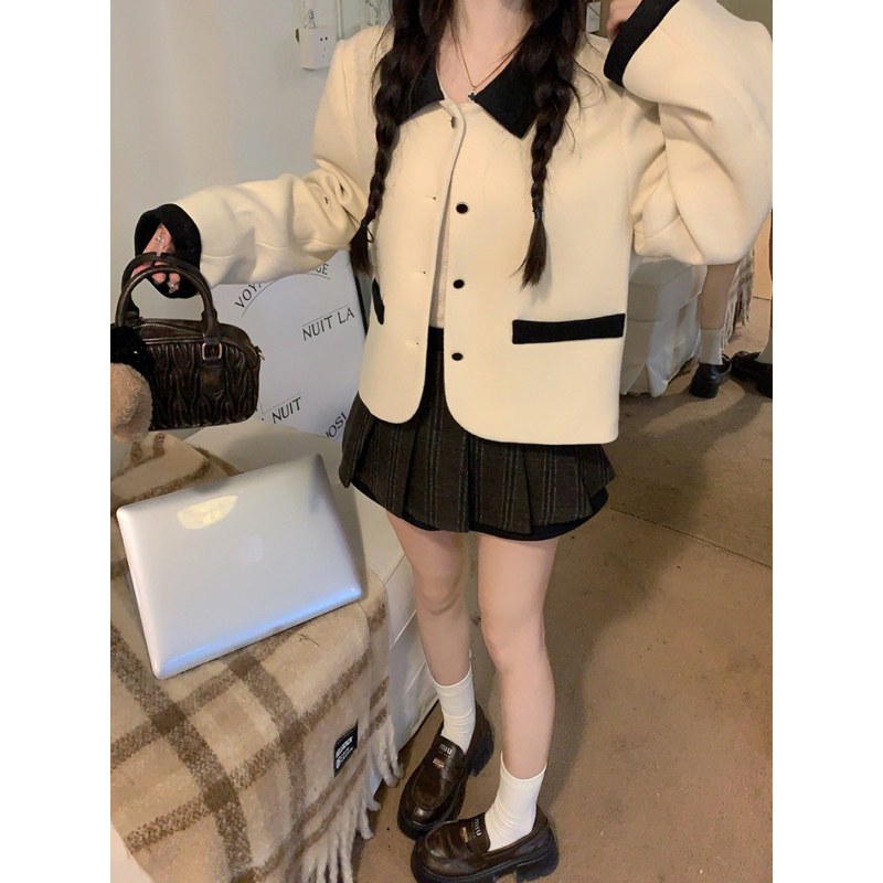 Áo Khoác Dạ Cổ Bẻ Bản Mới Nhất Brand I MISS GROUND QC Cao Cấp  - OSAA DAILY