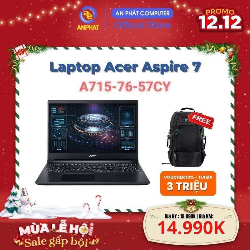 Laptop Acer Aspire 7 A715-76-57CY (Core i5-12450H & 15.6 inch FHD)