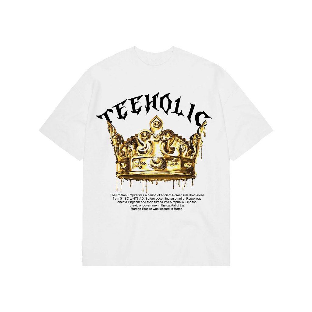 Áo thun in hình unisex nam nữ teeholic cotton cao cấp phong cách retro y2k vương miện màu đen trắng THS271123_131