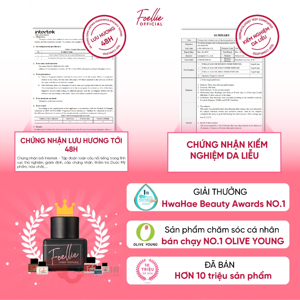 Nước hoa vùng kín cao cấp Hàn Quốc Foellie nhiều mùi hương sang trọng, quyến rũ lưu hương lâu