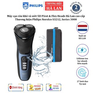 Máy cạo râu khô và ướt 5D Pivot & Flex Heads Philips Norelco S3212, Series 3000 - Bảo hành 12 tháng