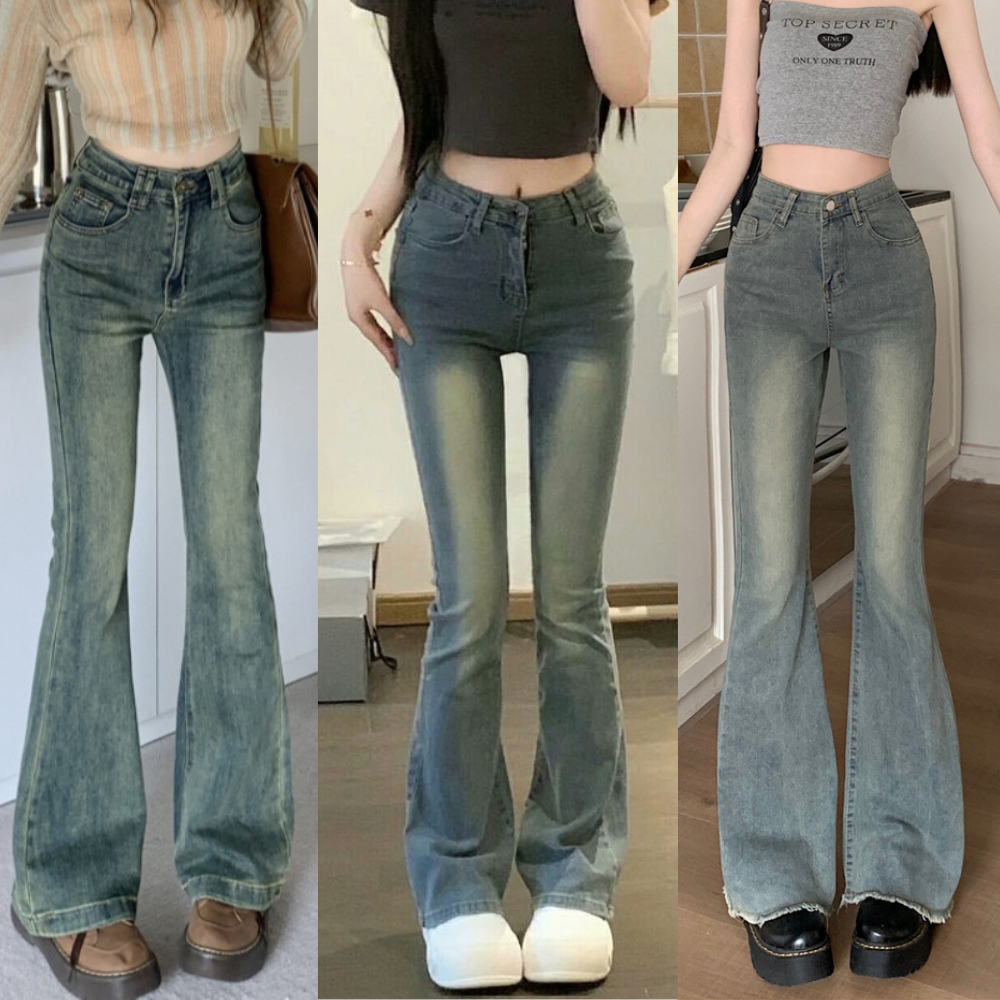 Quần jeans nữ ống loe co giãn MIAA , quần bò jean nữ ống đứng rộng suông CẠP CAO cao cấp Hottrend 2023