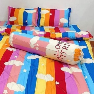 Ảnh thật - Chăn mền chần bông mẫu 7 sắc cầu vồng