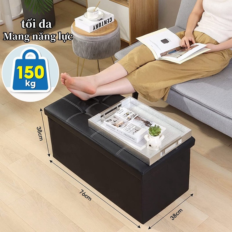 Ghế hộp đựng đồ đa năng 2in1 thùng đựng đồ chơi có thể gập gọn，cứng cáp ghế đôn sofa có nắp，dụng cho mọi không gian