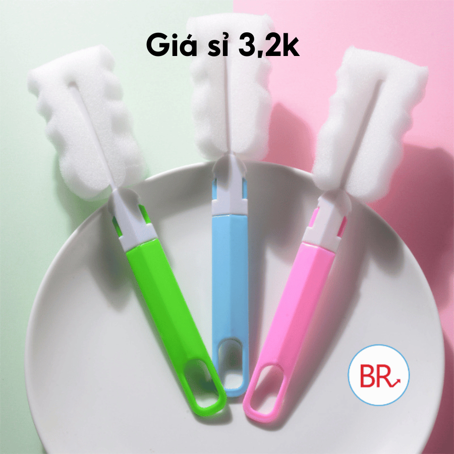 Cọ rửa cốc, rửa bình sữa bọt biển mút trắng- Dụng cụ rửa chén cốc, bình sữa đa năng- Br 02012