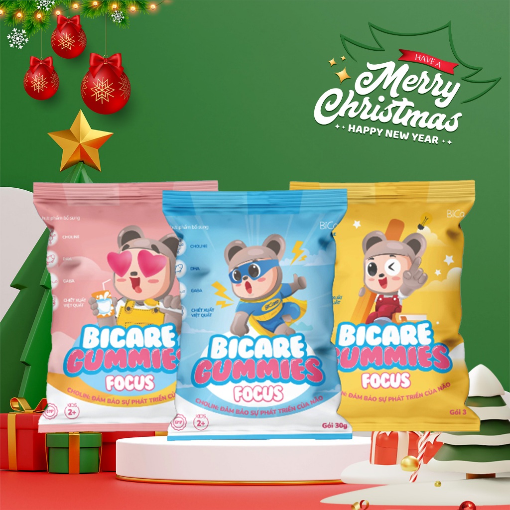 Kẹo dẻo BiCare Gummies Focus - Phát triển não bộ, Tăng cường thị giác, Hấp thu dinh dưỡng