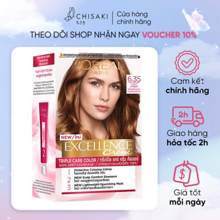 Màu nhuộm l'oreal dưỡng tóc phủ bạc 6.35 nâu hổ phách 172ml