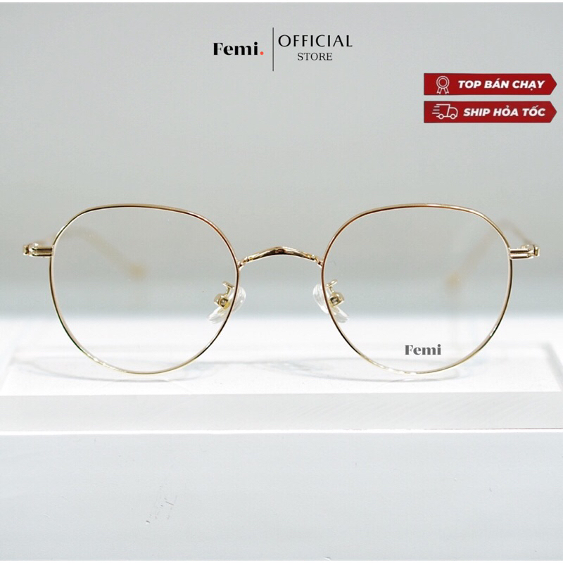 Gọng kính tròn Femi Mila tròng chống ánh sáng xanh