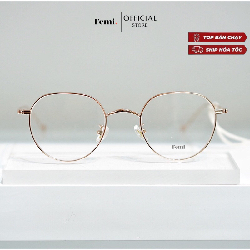 Gọng kính tròn Femi Mila tròng chống ánh sáng xanh
