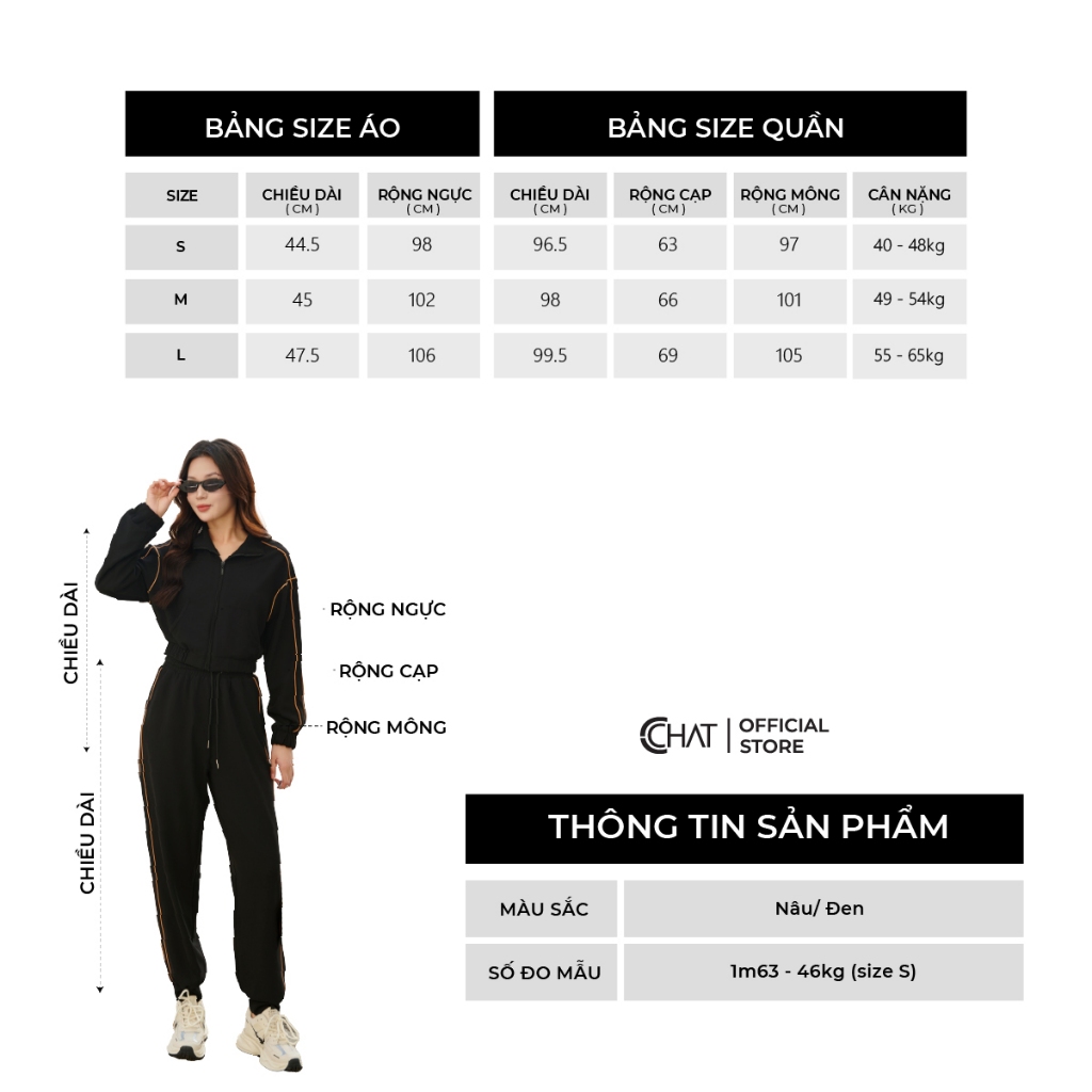 Bộ Thể Thao Nữ 𝐂𝐂𝐇𝐀𝐓 Áo Dáng Ngắn Croptop Quần Ống Boom Kẹp Lé Chất Thun Mềm Mịn 23DDC8010GT