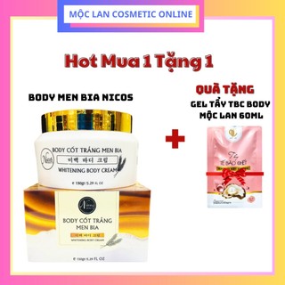 Kem Body Dưỡng Trắng Da Cốt Men Bia 150Gram Nicos Thanh Nhi + Tặng gói ttbc Body