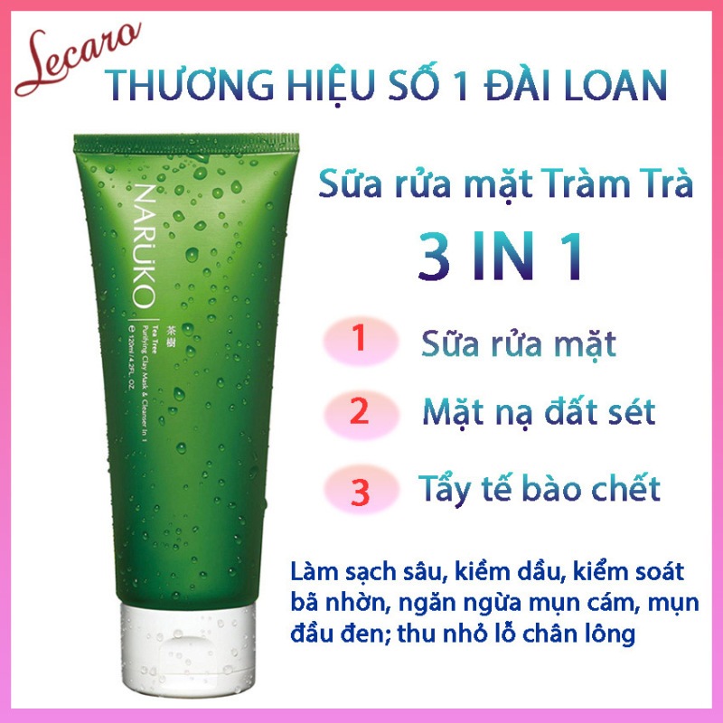 Sữa Rửa Mặt Đất Sét Tràm Trà Naruko Bản Nội Địa Đài Loan 120g