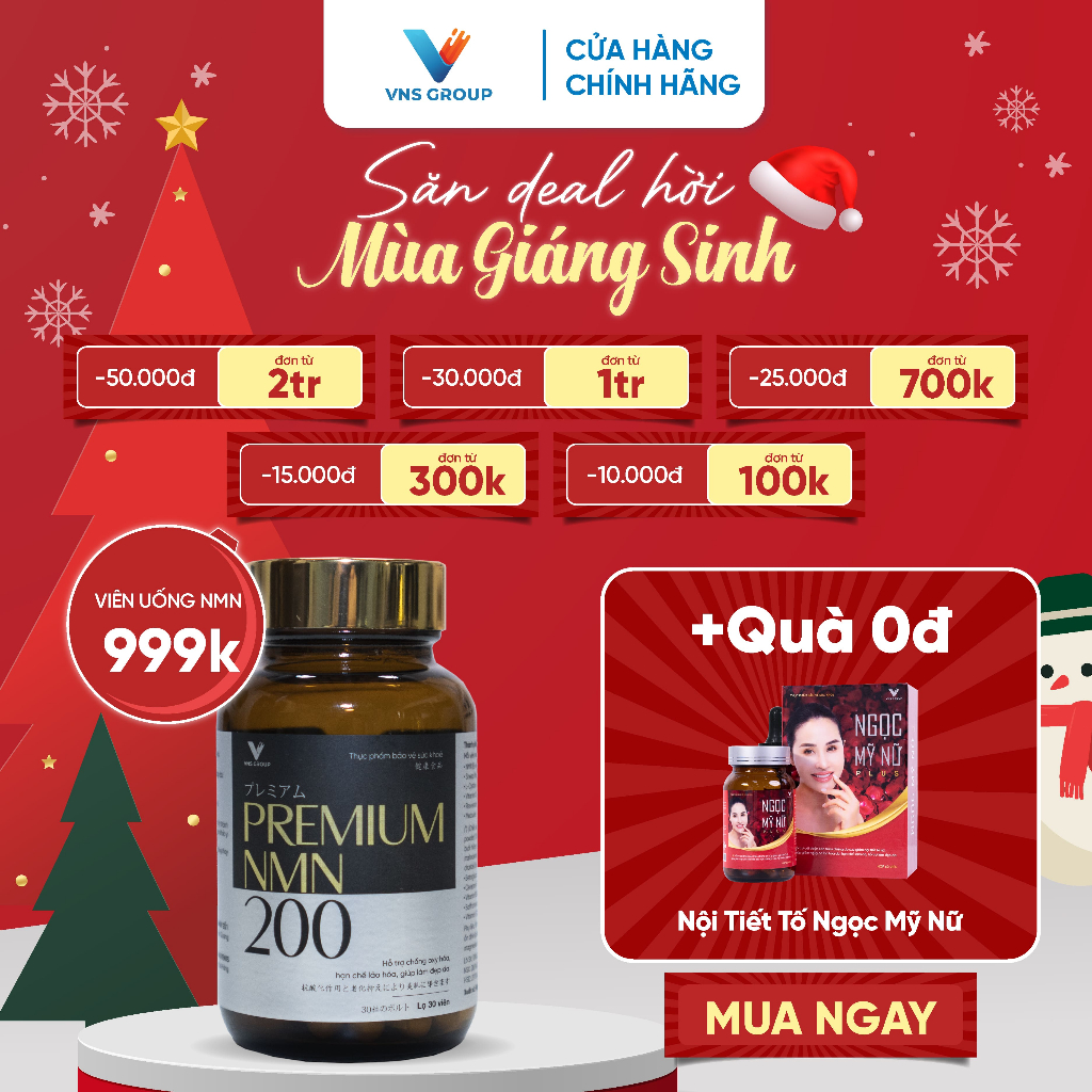 Viên uống chống oxi hóa PREMIUM NMN 200 VNS Group lọ 30 viên tặng 1 hộp Ngọc Mỹ Nữ Plus