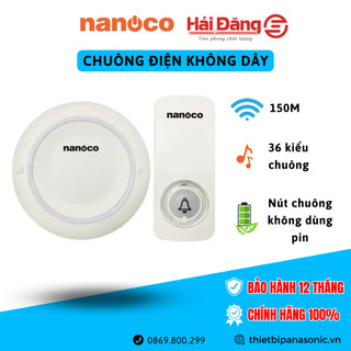 Chuông cửa không dây Nanoco - Khoảng cách xa 150m, nút chuông không dùng Pin