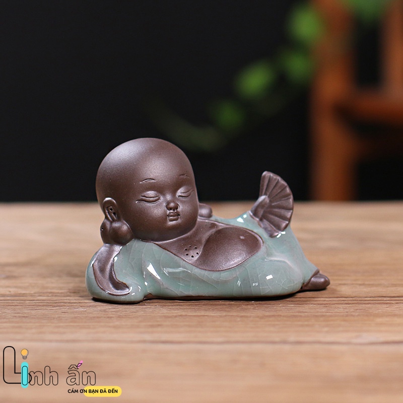 Tượng Phật Di Lặc Để Xe Ô Tô - Tượng Phật Di Lạc Vạn Sự - Tượng Di Lặc Mini bằng Gốm Sứ Xanh CAO CẤP