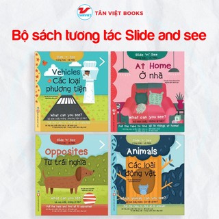 Combo Sách tương tác Song ngữ - Slide and see cho bé học Tiếng Anh