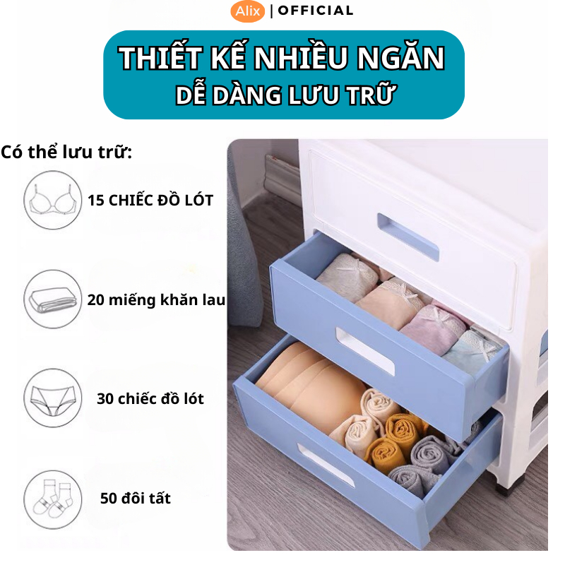 Tủ Nhựa Đựng Quần Áo Alix Đa Năng Có Ngăn Kéo Tiện Dụng