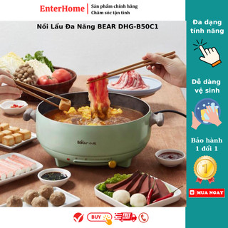 Nồi Lẩu Điện, Nồi Lẩu Đa Năng BEAR DHG-B50C1, Công Suất 1200W, Dung Tích 5L, Chống Dính- BH 12 Tháng- Enterhome