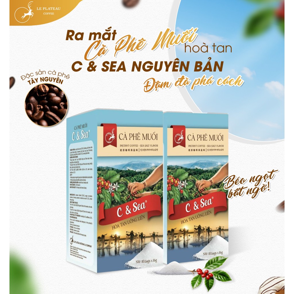 Cà Phê Muối Chuẩn Vị Huế,Cà Phê Hòa Tan Loại Đặc Biệt Thơm Ngon Tiện Lợi - C& Sea, Le Plateau Coffee