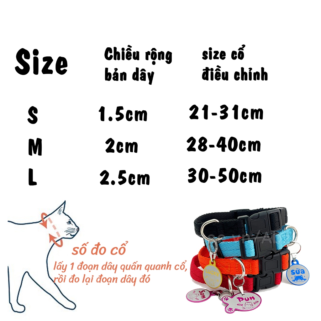 Vòng cổ chó mèo kèm Thẻ tên thú cưng, vòng cho chó , thẻ tên cho mèo Abz Box