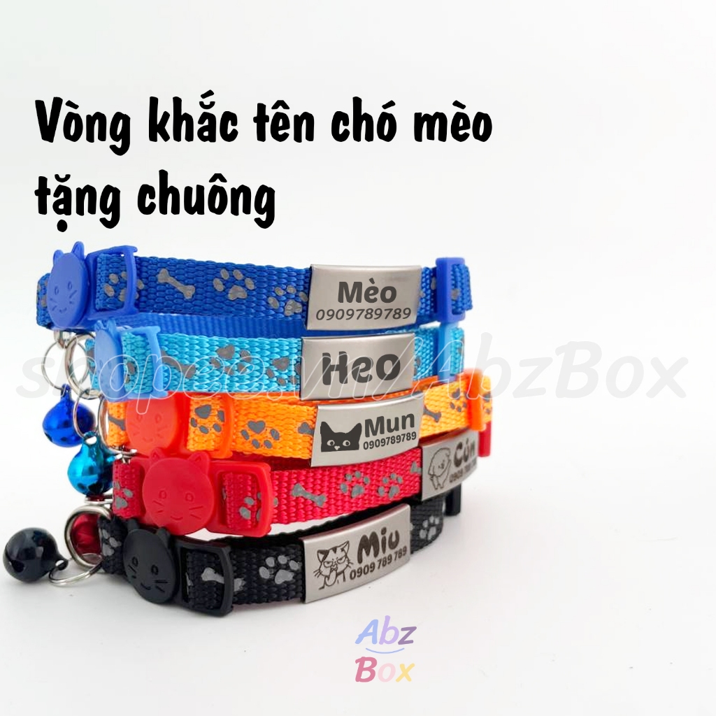 Vòng cổ khắc tên chó mèo, vòng cho thú cưng AbzBox