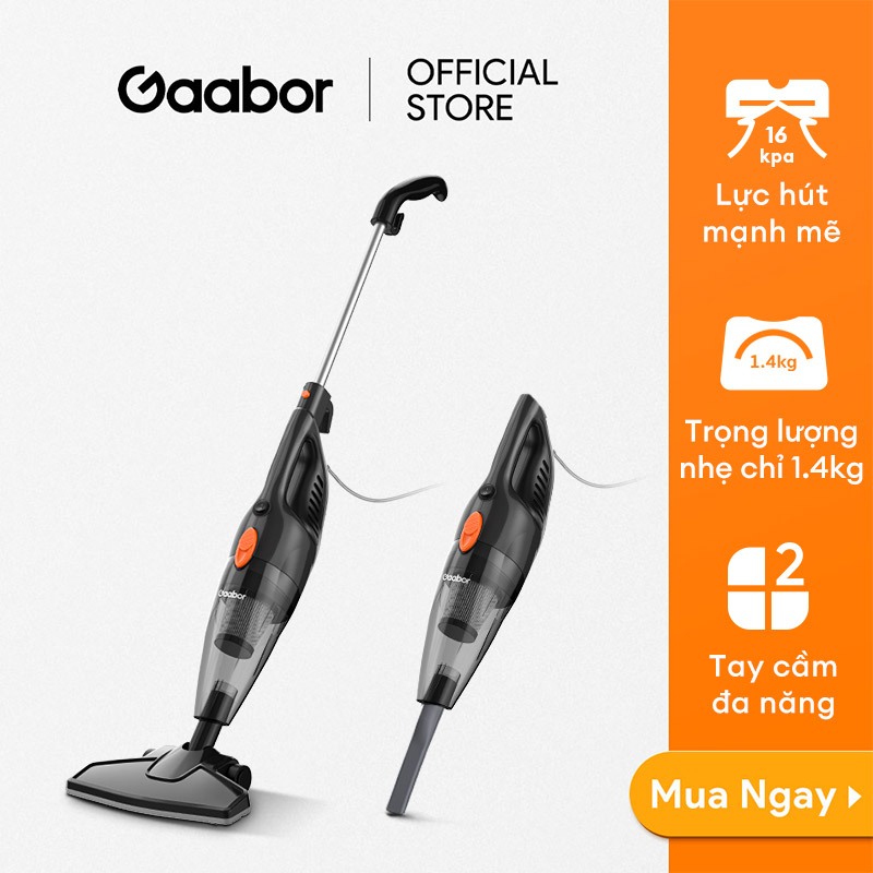 Máy hút bụi 2in1 GAABOR GVCW-M15A lực hút siêu mạnh 16000PA chổi quét 90 độ có bánh lăn - Hàng chính hãng