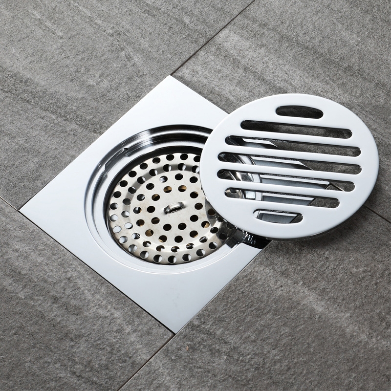 Phễu thoát nước sàn đa năng phụ hợp với mọi kích thước ông thoát, ngăn vùi hôi kích thước 12x12cm chất liệu inox 304