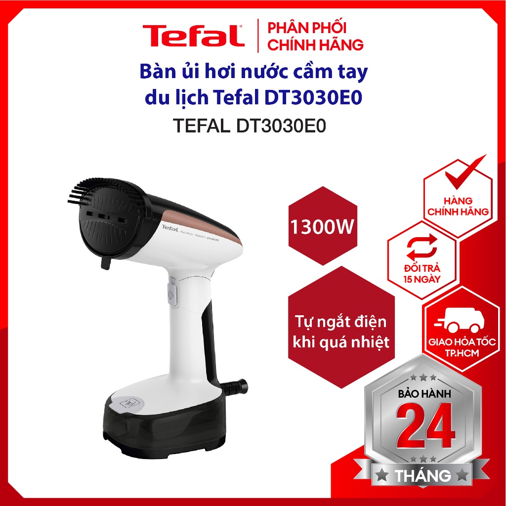 Bàn ủi hơi nước cầm tay dạng du lịch Tefal DT3030E0 - Hàng chính hãng, bảo hành 24 tháng