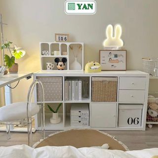 Kệ gỗ đa năng decor phòng 8 ô loại cao 75cm - ga33
