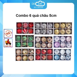 Set 6 quả châu Noel trang trí Giáng sinh, decor chụp ảnh, nhà cửa, cửa hàng
