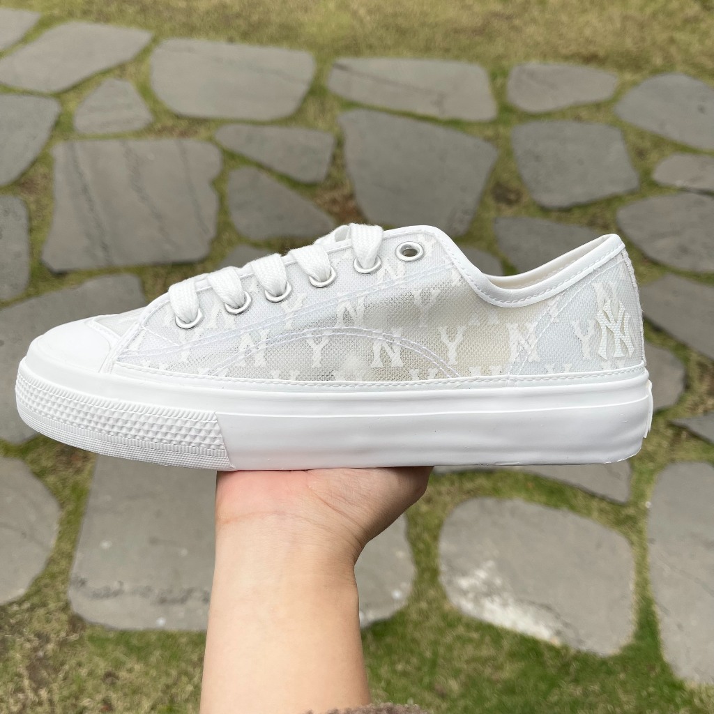 Giày MLB playball monogram mesh màu trắng chính hãng , giày bánh mì lưới thoáng khí