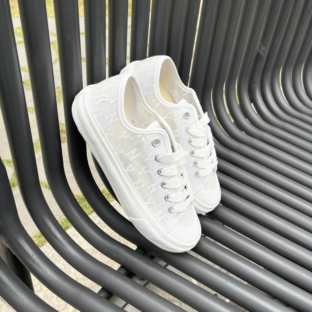 Giày MLB playball monogram mesh màu trắng chính hãng , giày bánh mì lưới thoáng khí