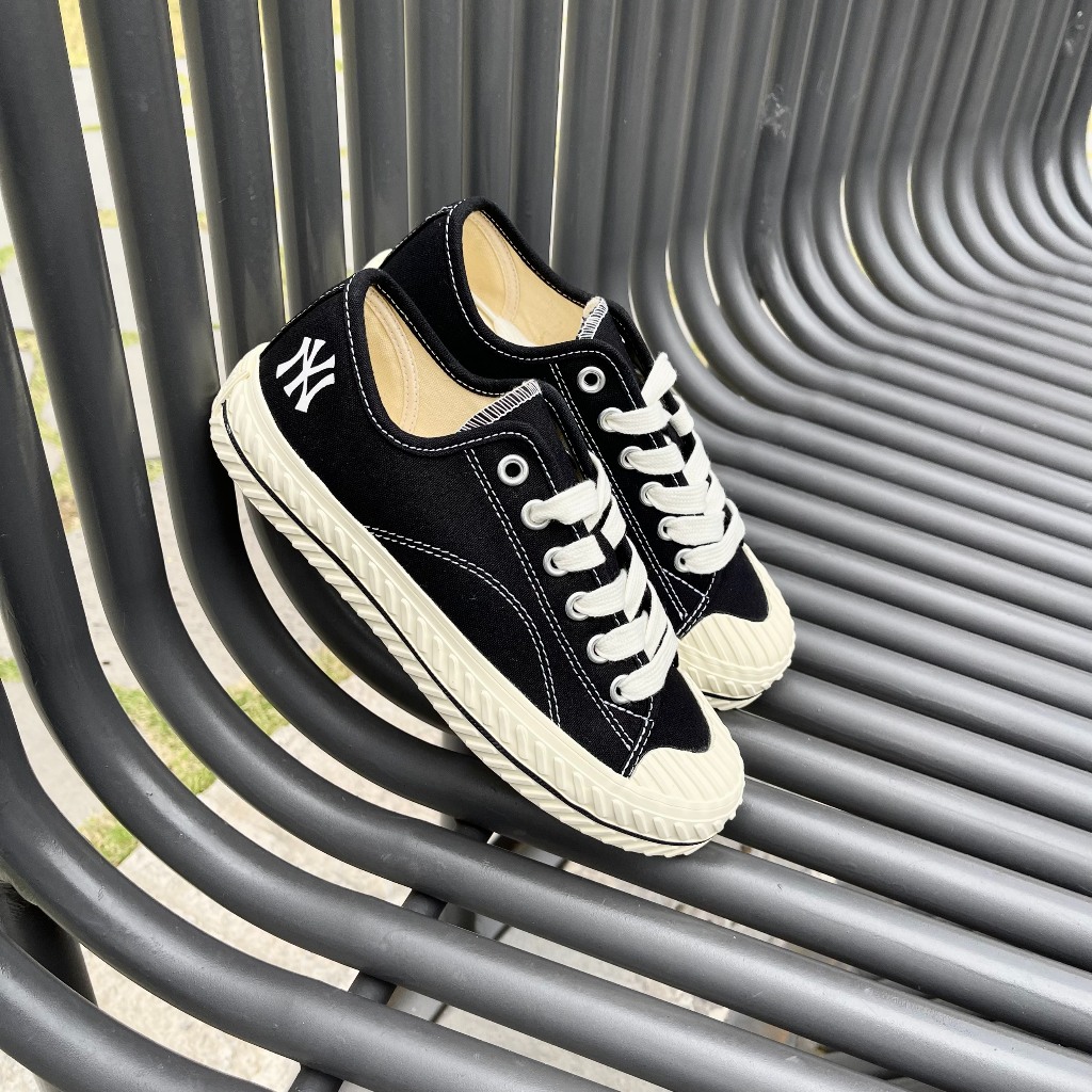 Giày MLB Playball Origin NY đen chính hãng, giày thể thao basic đế cao tôn dáng