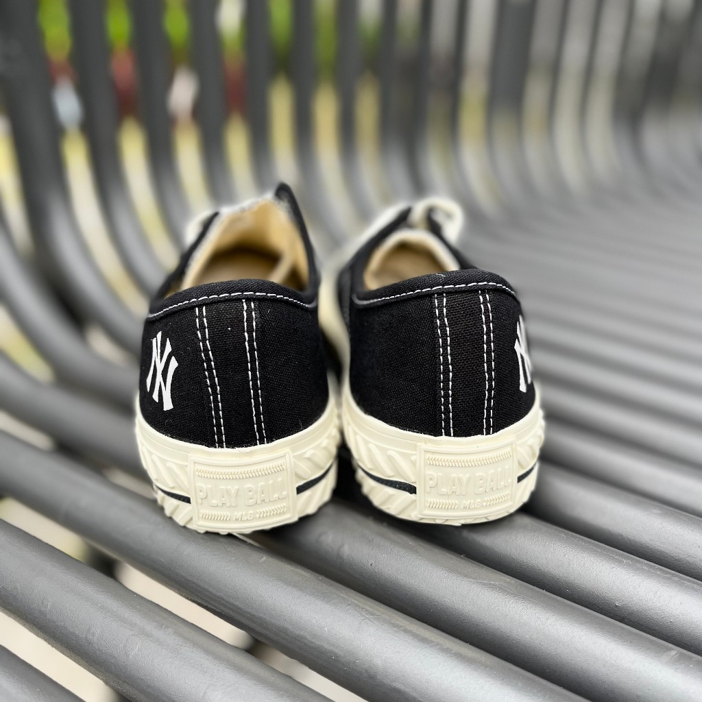 Giày MLB Playball Origin NY đen chính hãng, giày thể thao basic đế cao tôn dáng