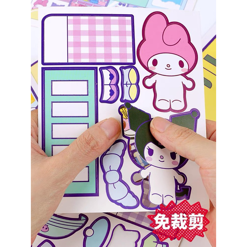 Đồ chơi DIY ngôi nhà băng keo cuốn sách yên tĩnh quà tặng trẻ em hoạt hình Sanrio Kuromi Melody Cinnamoroll Kitty