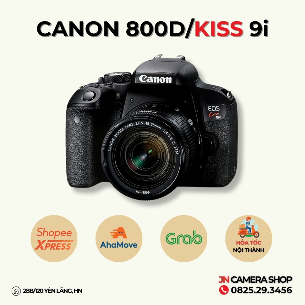 Bộ máy ảnh Canon EOS 800D kèm ống kính Canon EF-S 18-55mm STM