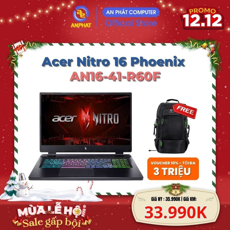 Laptop Gaming Acer Nitro 16 Phoenix AN16-41-R60F (Ryzen 7 7840HS | RTX 4050 6GB)